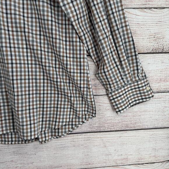 Peter Millar Plaid Button Down Shirt Men's Size XL White/Black/Beige - Picture 6 of 11